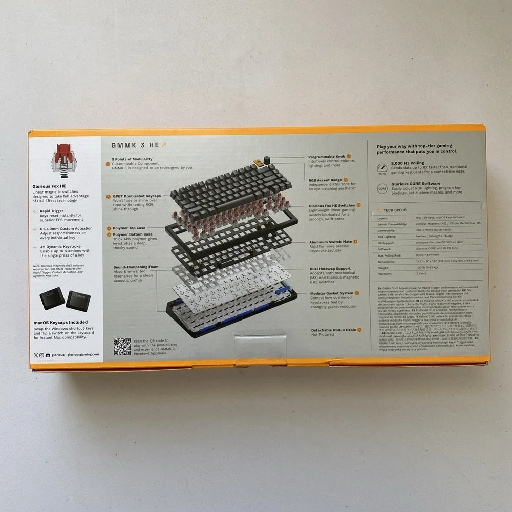 Glorious - GMMK 3 HE 75% Wired Hall-Effect Linear Switch Gaming Keyboard - BLACK